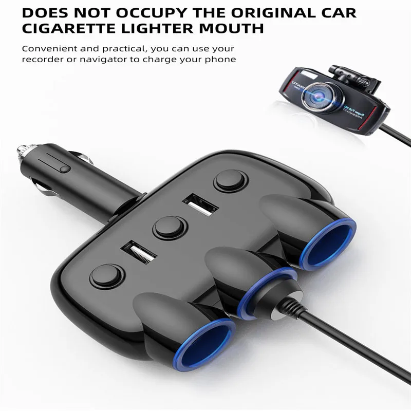 Универсальный 3 в 1 USB Автомобильное зарядное устройство светодиодный цифровой дисплей Розетка для автомобильного прикуривателя Разветвитель штекер зарядное устройство адаптер для телефона MP3