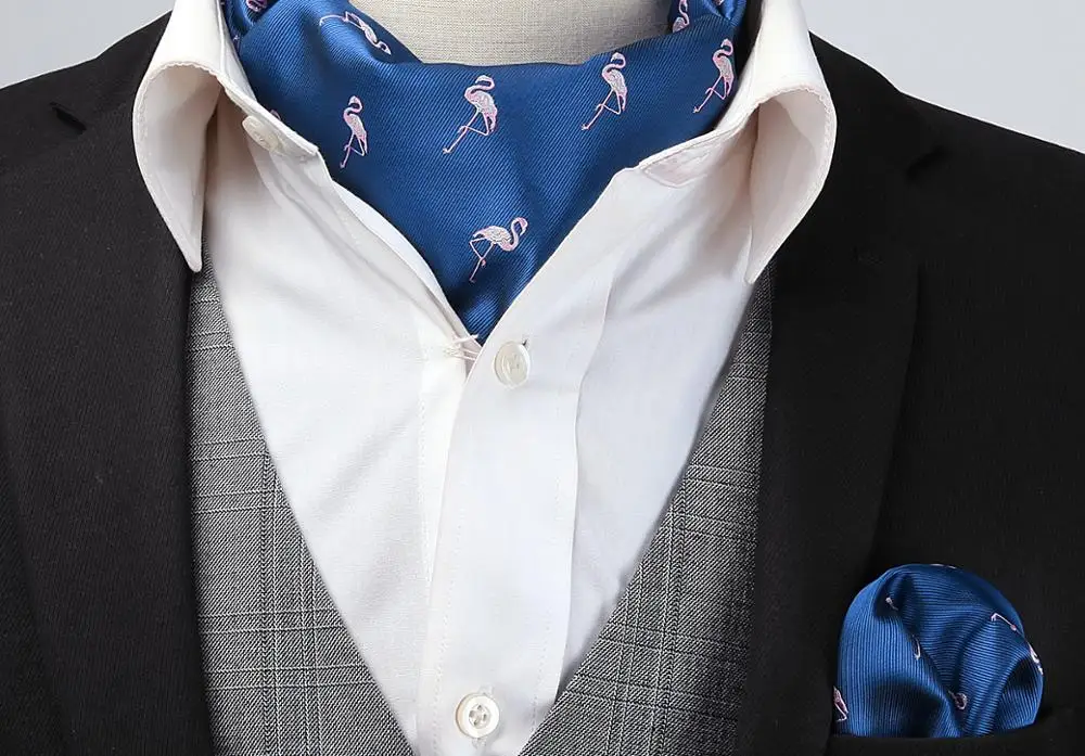 HISDERN Check Paisely Floral Flamingo Cravat Woven Classic Men's Necktie Red Navy blue#RFP Wedding Party