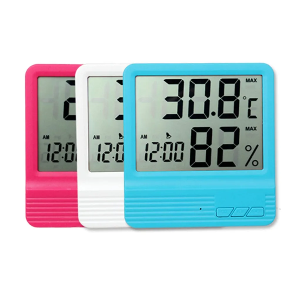 

Digital LCD Electronic Thermometer Hygrometer Temperature Humidity Monitor Stand Bracket Hanging Type Alarm Clock Home Use