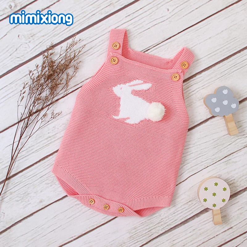 Bebes/Боди унисекс для новорожденных; милый кролик; вязаный детский Пасхальный комбинезон; топы без рукавов для малышей; летняя одежда для детей