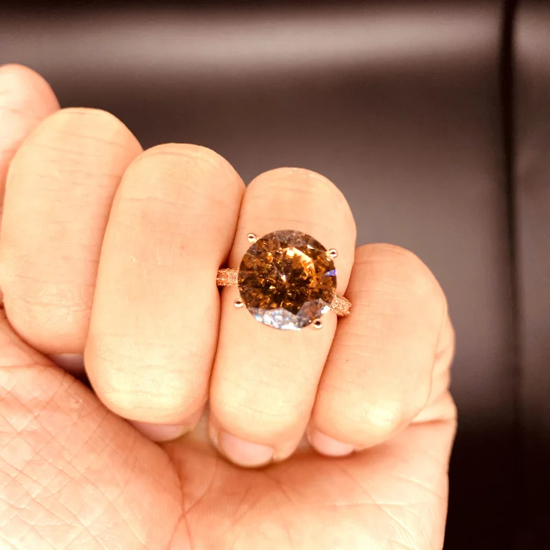 Рождественский подарок розовое золото цвет ааааа большой 3ct кристалл кольцо ювелирные изделия обручальные кольца для женщин аксессуар anillo высокое качество