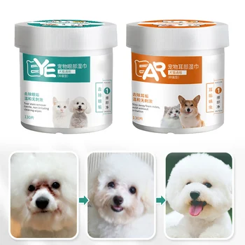 

1 Box 130 Count Pet Cat Dog Wet Wipes Eye/Ear Stain Cleaning Portable Wet Towels Supplies JS22