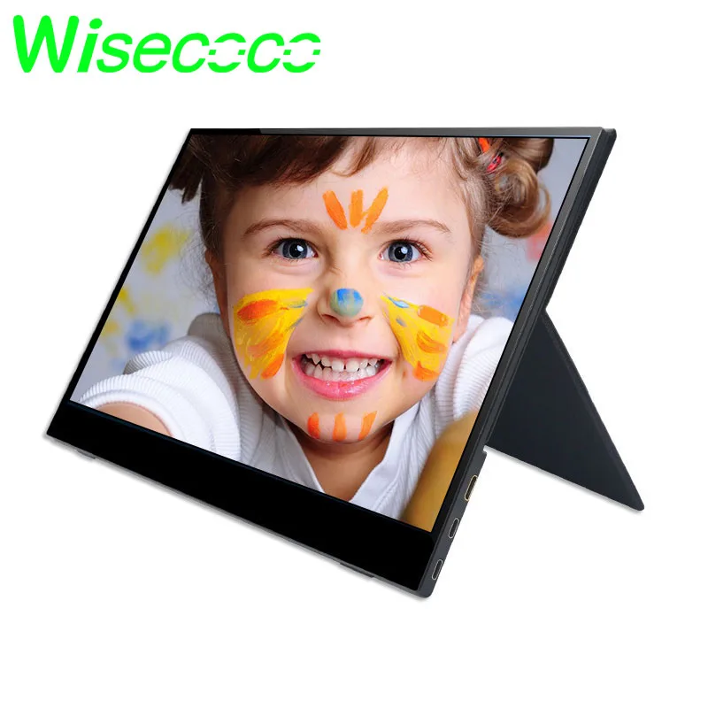 wisecoco 15.6 inch IPS Portable Monitor Ultra Clear HDR Narrow Frame 1920 x 1080 Mini HDMI + 2 Type