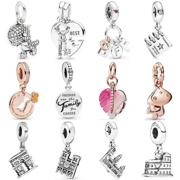 

Rose Bff Dinosaur Dinosaur Friends Are Family Heart And Key Mushrooms Leaf Pendant Charm Fit Bracelet 925 Sterling Silver Beads