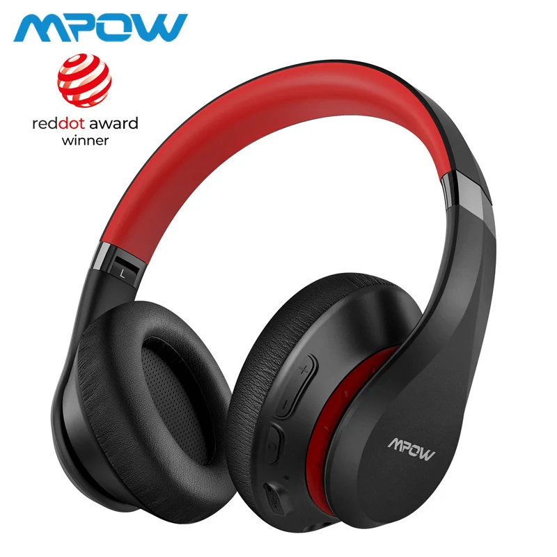 Mpow 079 Bluetooth 5,0 беспроводные/проводные наушники 30H время воспроизведения Hi-Fi глубокий бас гарнитура CVC 8,0 для iPhone Xs X samsung huawei - Цвет: Black With Red