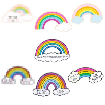 

Rainbow Clouds Enamel pin Custom Dark White Brooches Bag Clothes Lapel Pin Badge Weather Jewelry Gift for Kids Girls