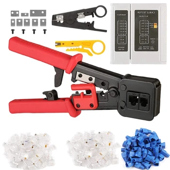 

RJ45 Crimper Tool Cutter Set for RJ45/RJ12 6P 8P Multi-Function Cable Cat5 Cat5E Cat6 Crimping Network Wire Stripper Connectors