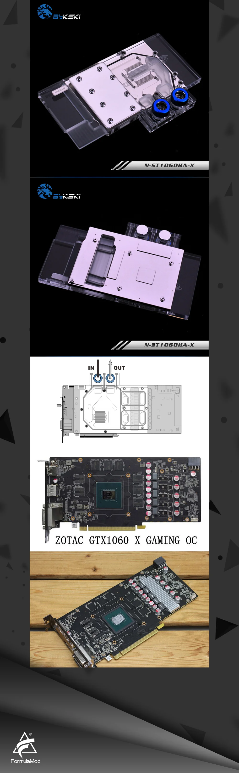 Bykski N-ST1060HA-X, полное покрытие видеокарты водяного охлаждения блок RGB/RBW для Zotac GTX1060 Thunderbolt HA/Galaxy HA/X-Gaming OC