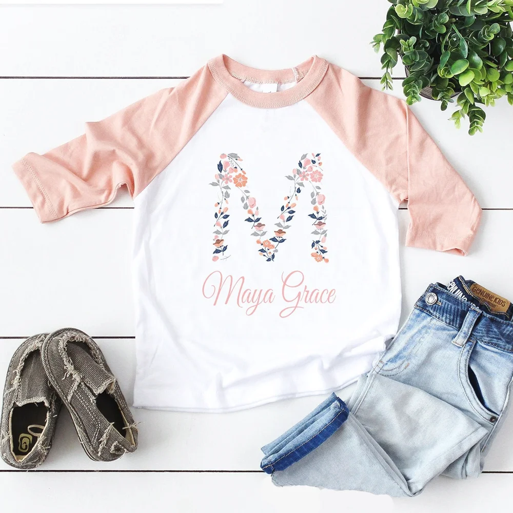 Рубашка для малышей на заказ девочек персонализированные с цветами маленьких