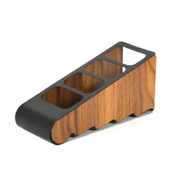 

Organizer Remote Control Holder Desktop Four Grid Wooden Storage Box Compartment