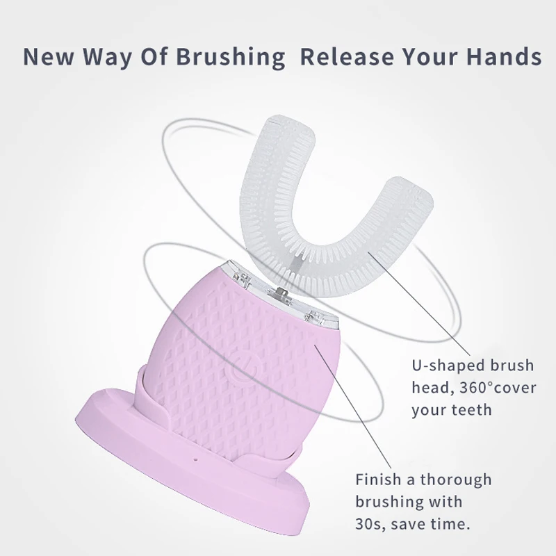 Electric Toothbrush U-Shape Automatic Teeth Brush 360 Degree Cover Teeth Wireless Charging IPX7 Waterproof Massage Toothbrush Electric Toothbrush U-Shape Automatic Teeth Brush 360 Degree Cover Teeth Wireless Charging IPX7 Waterproof Massage Toothbrush
