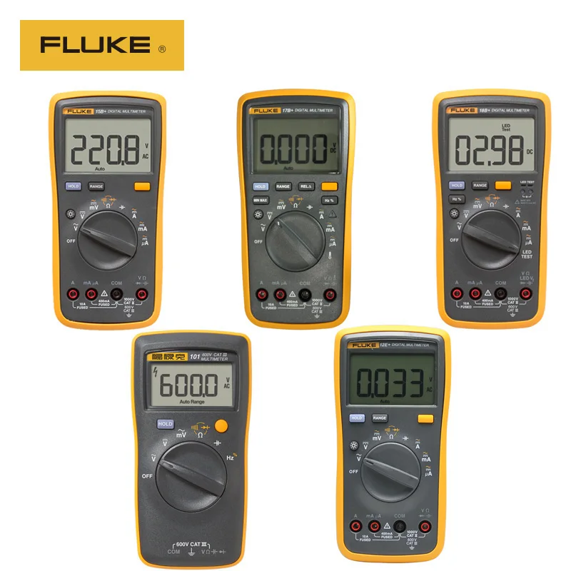 Автоматический цифровой мультиметр Fluke 15B + / 17B 18B 12E DMM AC/DC/DIDE/R/C тестер тока 100%
