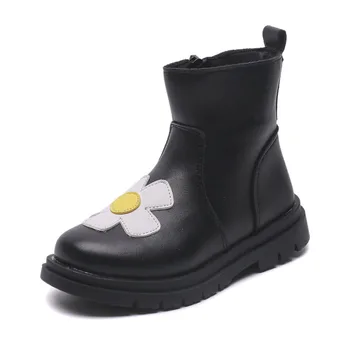 

Girls' Leather Boots autumn 2020 new girls' fashion versatile single boot Korean cartoon medium tube student boots 26-30