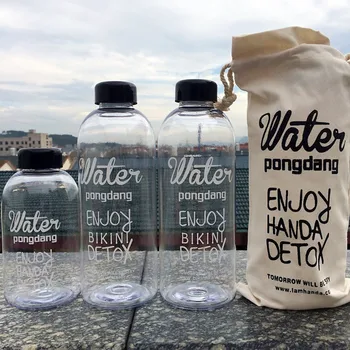 

1 Pcs Bicycle Water Bottle Plastic Clear Bottle Transparent Water Bottle Holder Canvas Sport Sack Drinking Bottle