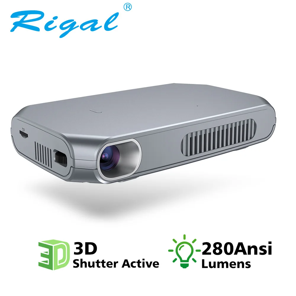 Мини DLP проектор Rigal RD603 Android Wi Fi Bluetooth светодиодный Pico Pocket HD Портативный активный 3D