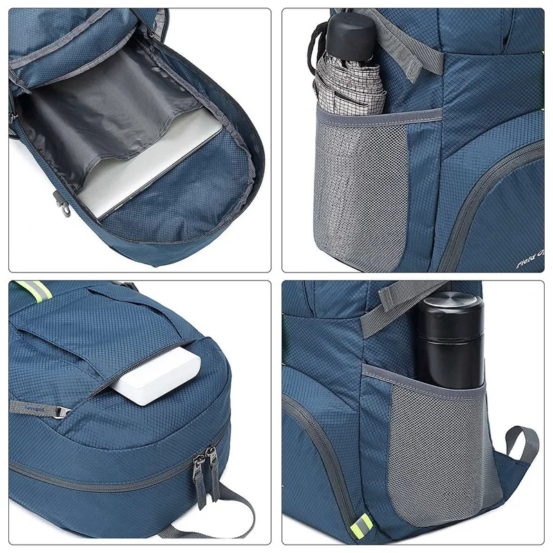 Foldable Waterproof Backpack 35L Lightweight Portable Rucksack Outdoor Large Nylon Pack Trekking Bag for Camping Traveling Hikin