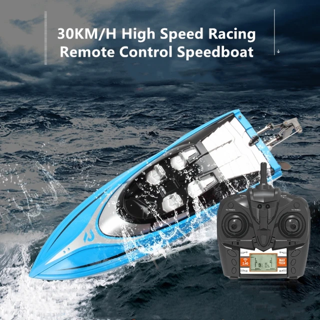 30KM/H High Speed Racing RC Speedboat Double Layer Waterproof