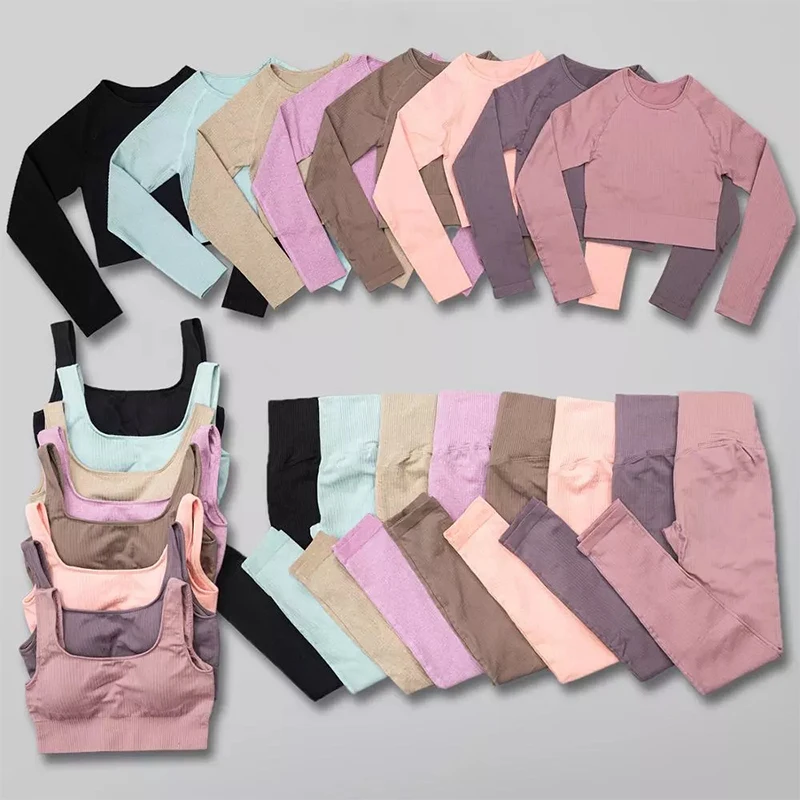 

Спортивный женский комплект для йоги из 2 предметов, спортивный костюм, спортивные бесшовные леггинсы с высокой талией, одежда для тренировок, спортивная одежда, укороченный топ, спортивный бюстгальтер