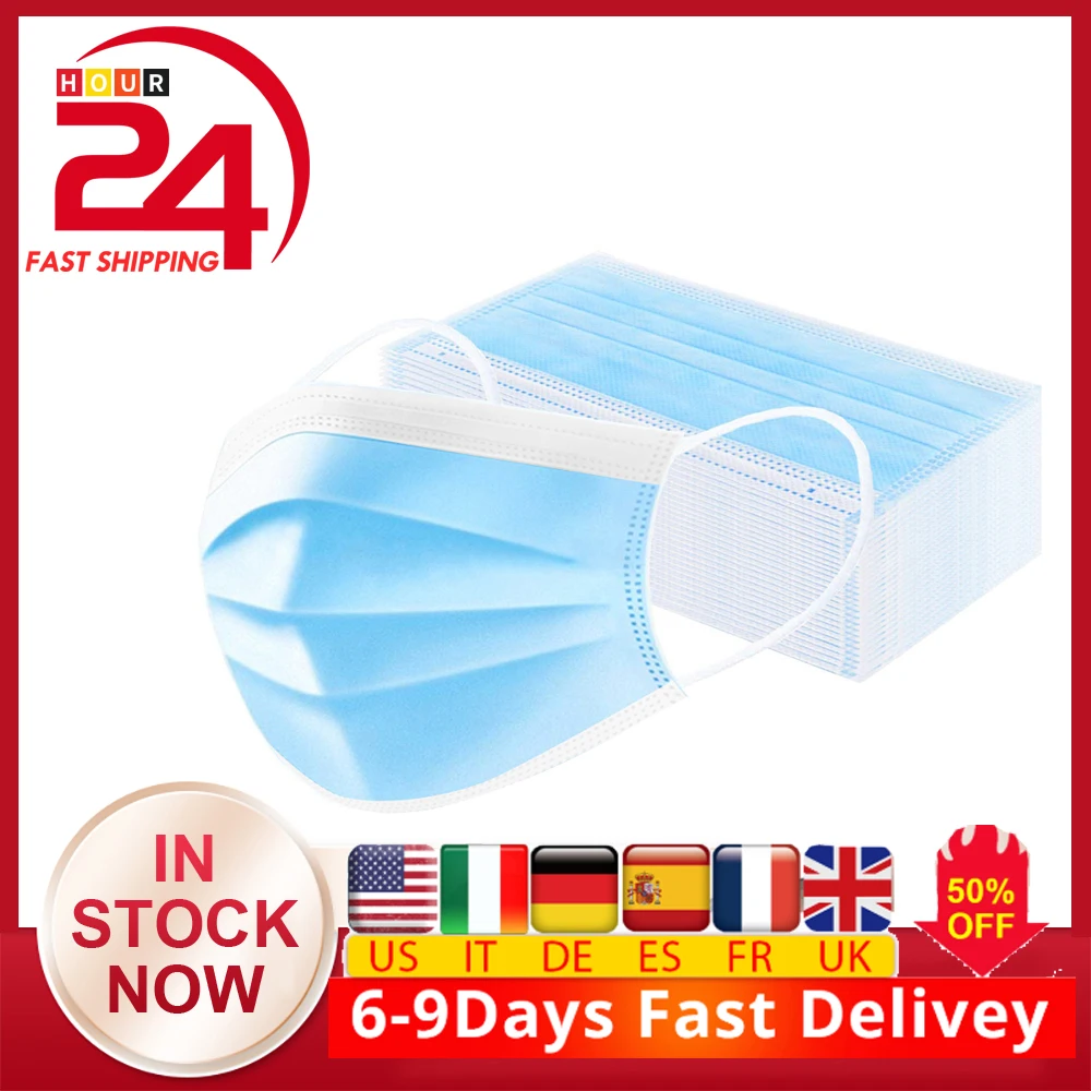 

CZ US STOCK 50/100PCS Face Mask Anti PM2.5 Anti Particle Disposable Respirator Masks 3-Layer Breathable Mouth Cover Mask as N95