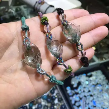 

1pc Natural garden quartz crystal hand chain fox shape gemstone bracelet