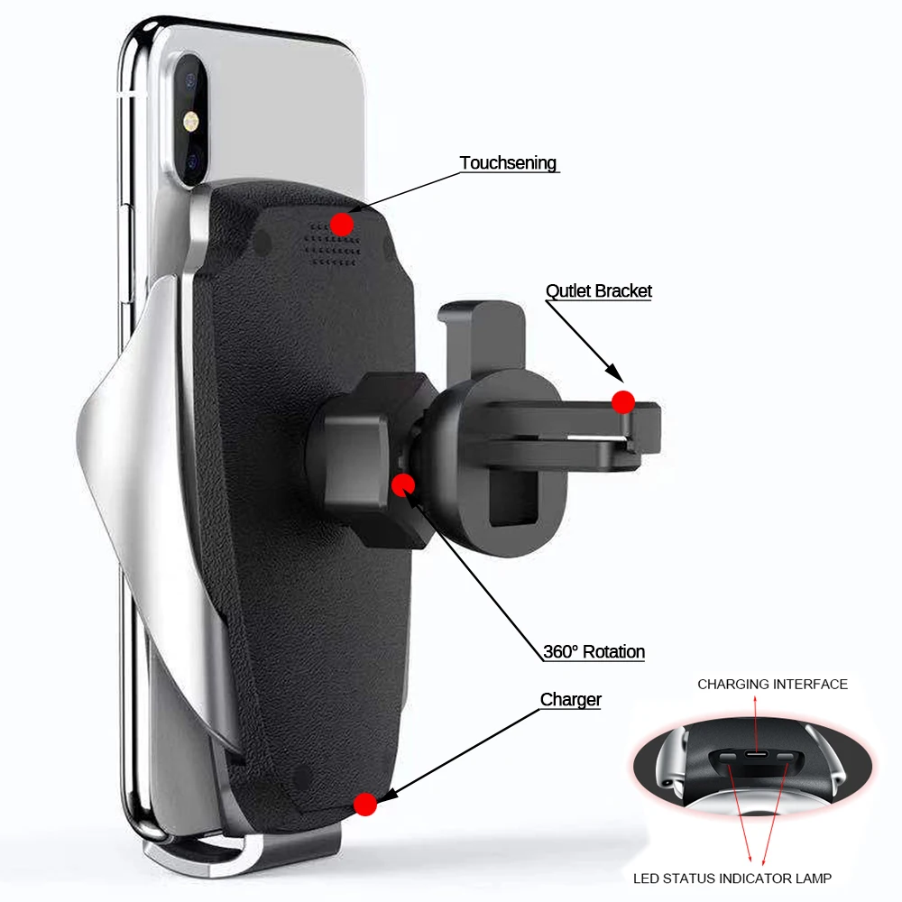Автоматический зажим автомобильный держатель телефона 10 Вт автомобильное беспроводное зарядное устройство для iPhone XS Max XR X samsung S9 10 huawei Быстрое беспроводное зарядное устройство