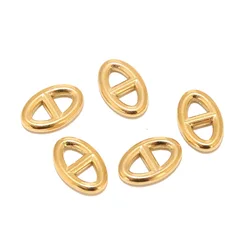 5pcs Stainless Steel Gold Tone Charm Pig Nose Pendants Connectors Accessories For DIY Jewelry Necklace Bracelet Making Findings
