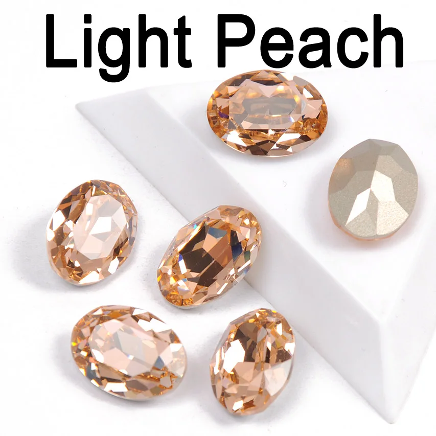 CTPA3bI# K9 Красочные камни овальный кристалл очаровательный стеклянный пришитые стразы для одежды серьги ожерелье Корона ремесла - Цвет: Light Peach