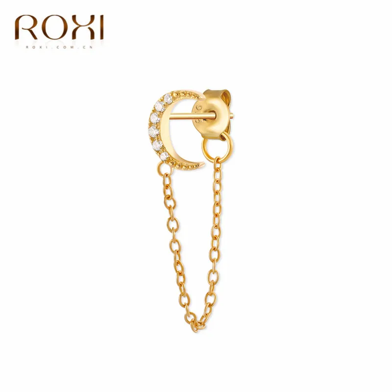 GEY-Gold-3 ROXI модные радужные Подвески с фианитом Висячие серьги для женщин Moon Star Boho ювелирные украшения для свадьбы серьги из стерлингового серебра 925 пробы - Окраска металла: GEY-Gold-3