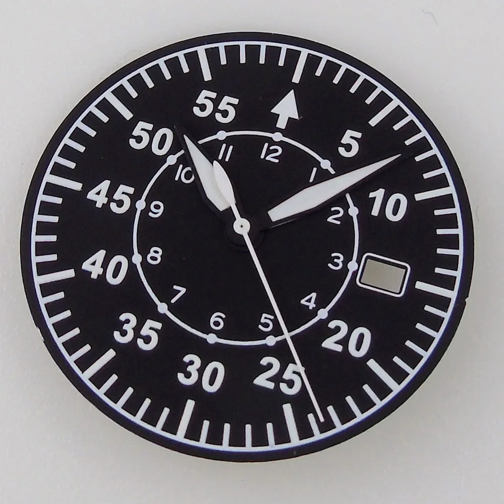 Pilot Watch Dial with Green Lume - 33.6mm, Available in Black, Blue, Green, and Coffee Colors