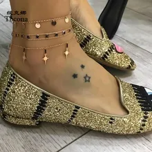 Tocona Роскошные Очаровательные 3 шт./компл. золото Цвет Сандалеты с перепонкой на лодыжке для Для женщин Nohemian и украшениями в виде цепочек и кругов из бисера Кулон летние ювелирные изделия аксессуары 8169