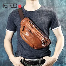 AETOO, винтажная Мужская нагрудная сумка ручной работы, Кожаная Мотоциклетная сумка, Повседневная поясная сумка, первый слой, кожаная мужская сумка-мессенджер