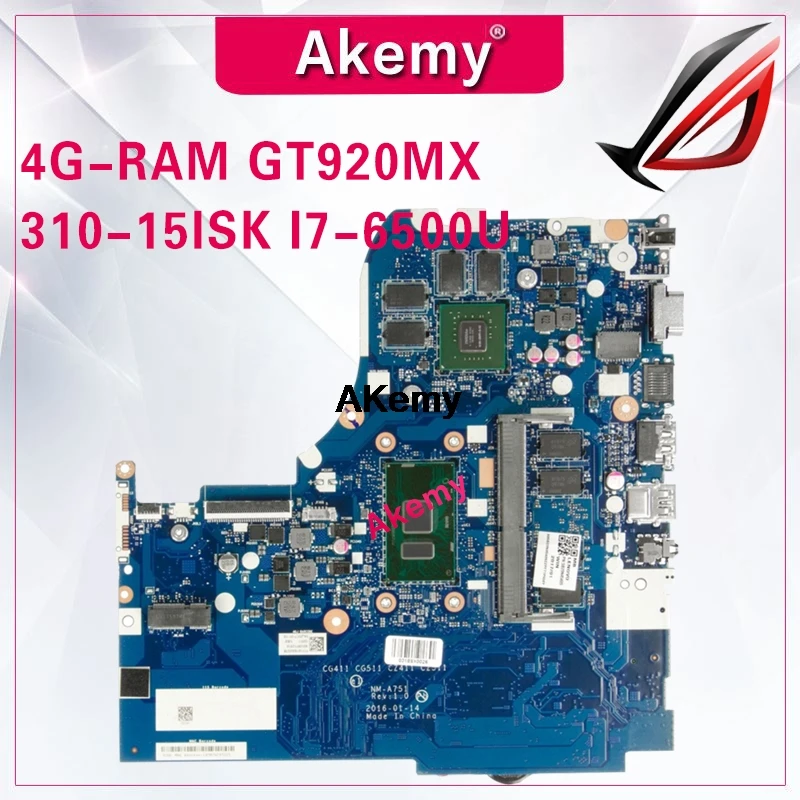 

NM-A751 Laptop motherboard for Lenovo 310-15ISK original mainboard 4G-RAM I7-6500U GT920MX510-15ISK 510-15ISK