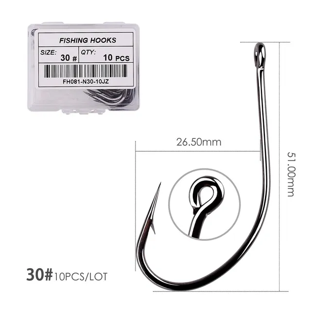 50pcs 10pcs Coating High Carbon Stainless Steel Barbed Carp Fishing Hooks Pack with Retail Original Box Fishing Hook Tackle Size 30 - 10pcs