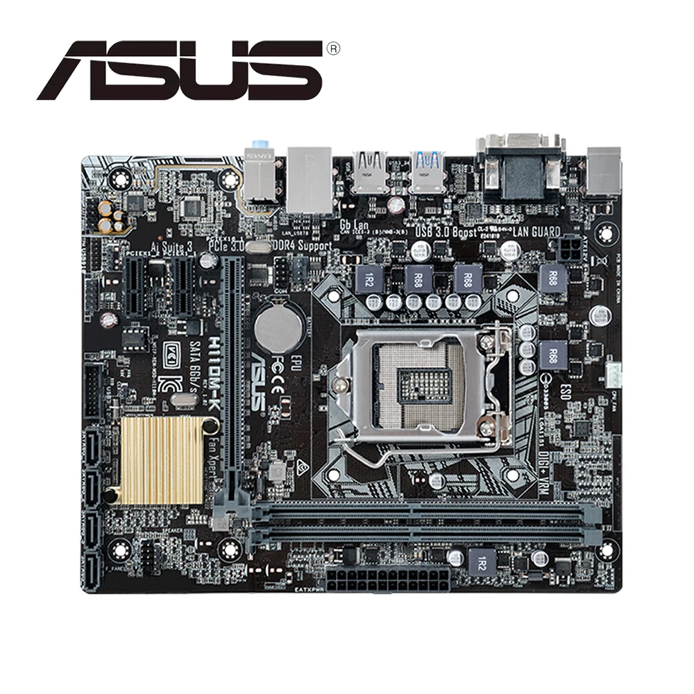 

ASUS H110M-K Mainboard H110 Chipset Micro ATX Motherboard LGA 1151 Dual DDR4 USB 3.0 VGA DVI PCI-E 3.0