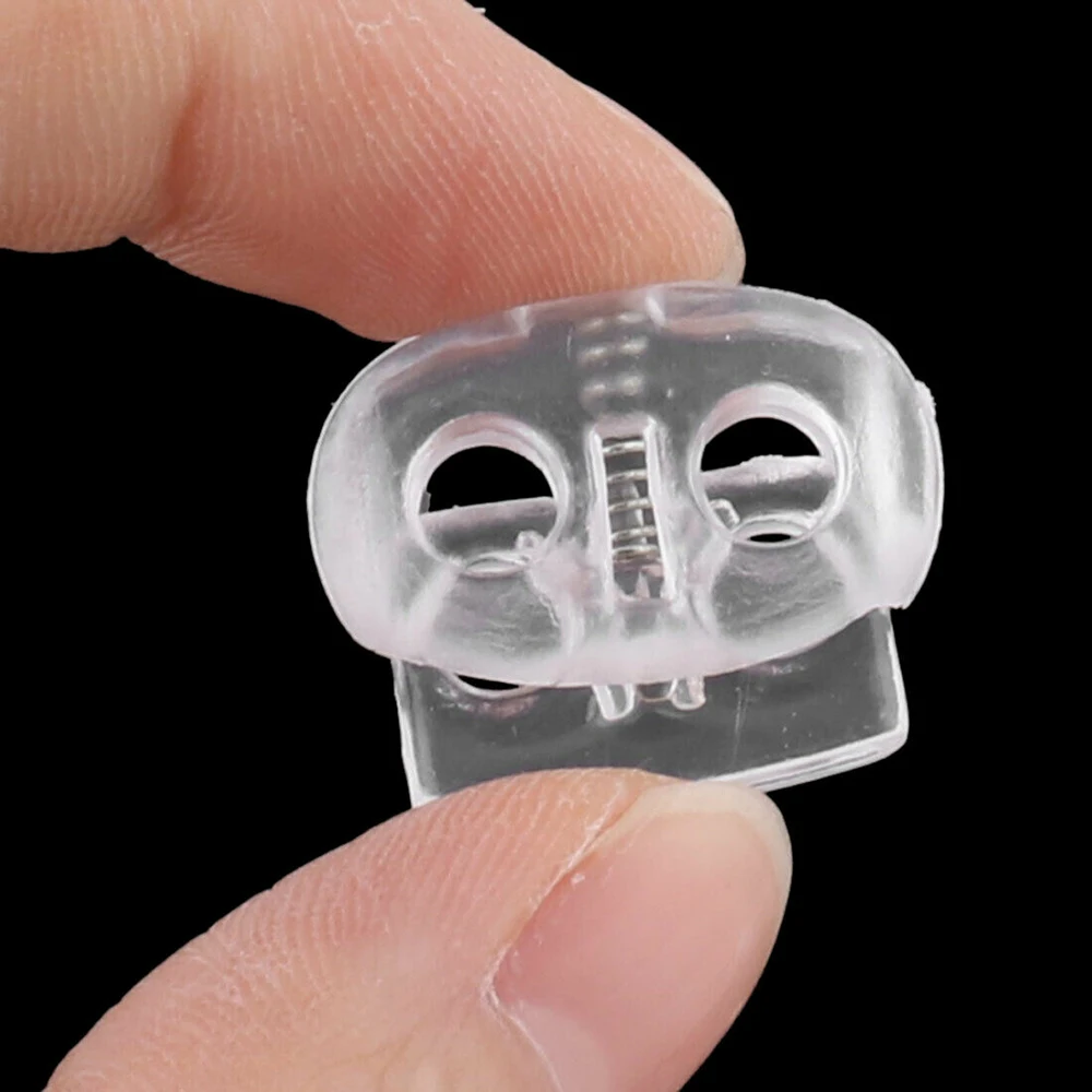 

100pcs Clear OVAL Cordlock ( Hole = 4MM ) Cord Locks Toggle Barrel Spring Stopper End [3]