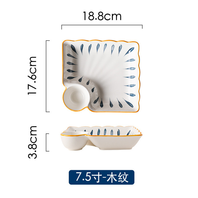 Inch Japanese Ceramic Sushi Restaurant Plates Tableware with Seasoning Dish Dumpling Dessert Dishes Dining Table Dinnerware