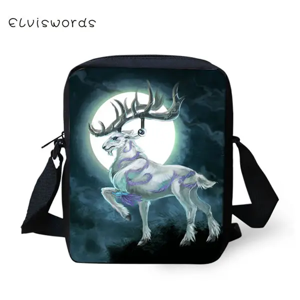 CDWX3893E ELVISWORDS модные женские сумки-мессенджеры Фэнтези Мун олень узор девушки крест тела сумка мультфильм животных девушки мини щитки кошелек - Цвет: CDWX3893E