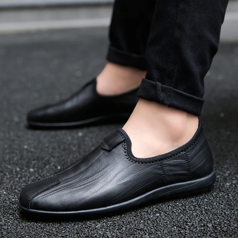 

Loveontop 2019 Spring Autumn Men's Loafers Black Soft Moccasin Big Size Slip on Man Driving Shoes Casual Comfortable Fashion