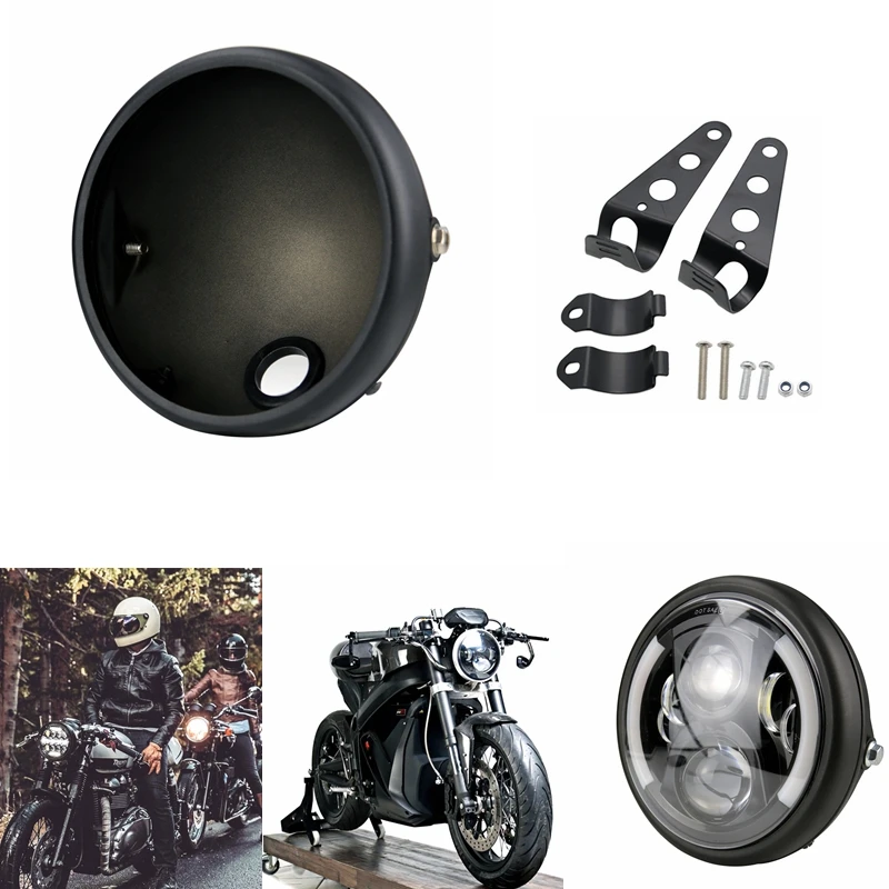 Motorcycle Outside Shell LED Headlight HeadLamp Housing Cover Bucket For Harley Honda Custom