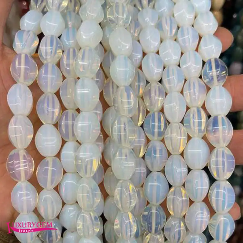 

Synthetic White Opal Stone Loose Beads 10x14mm Faceted Oval Shape DIY Jewelry Making Accessories 38cm a4424