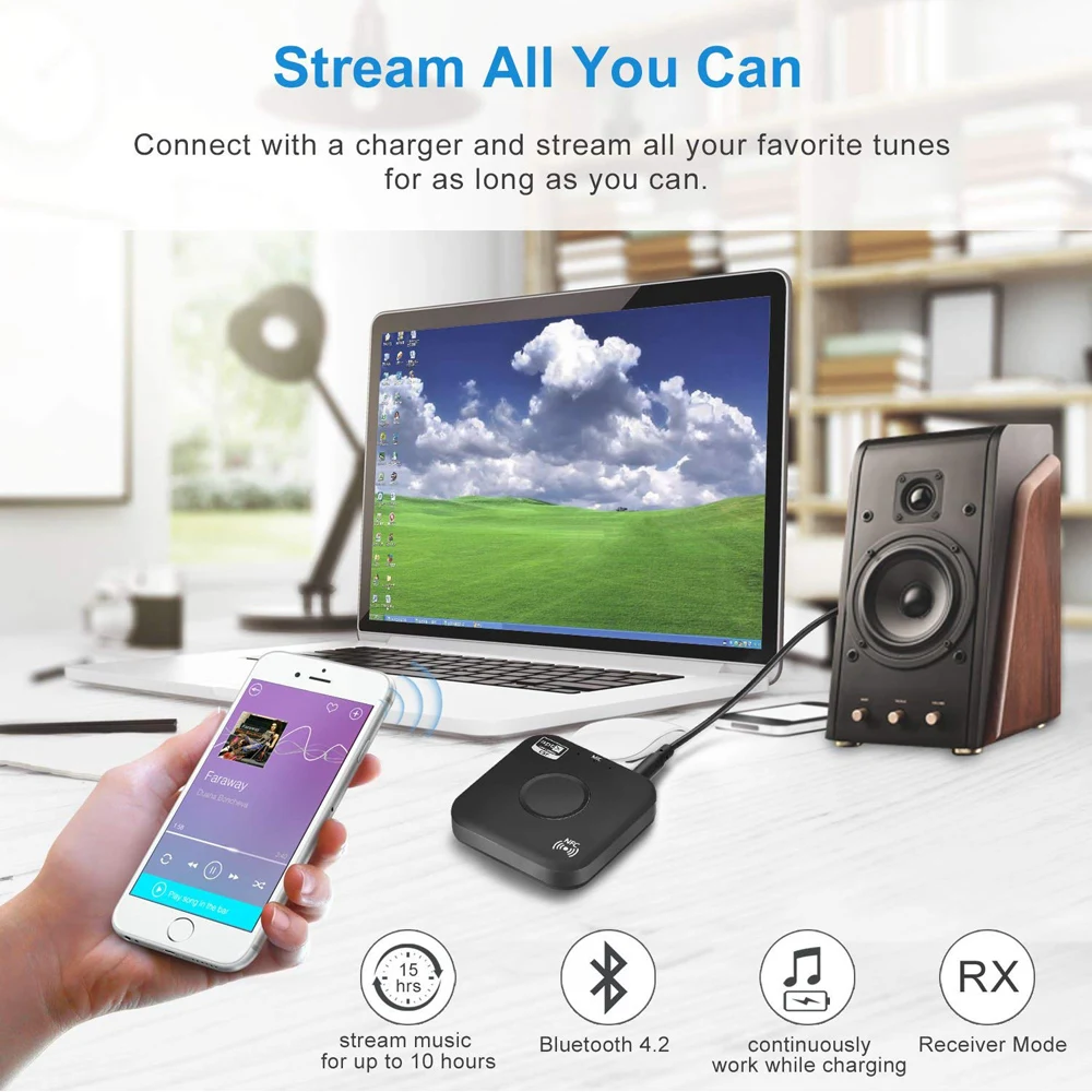 NFC Bluetooth приемник AptX LL 3,5 мм разъем AUX RCA беспроводной адаптер автомобильный Громкая связь вызова и микрофон Bluetooth 4,2 аудио приемник