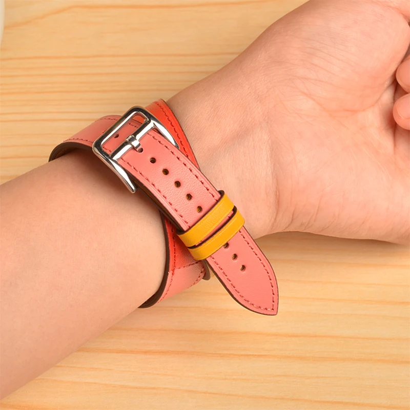 Kebitt из натуральной кожи с двойным ремешком для apple watch series 6 se 5 4 3 2 1 iwatch band 38 40 мм 42 44