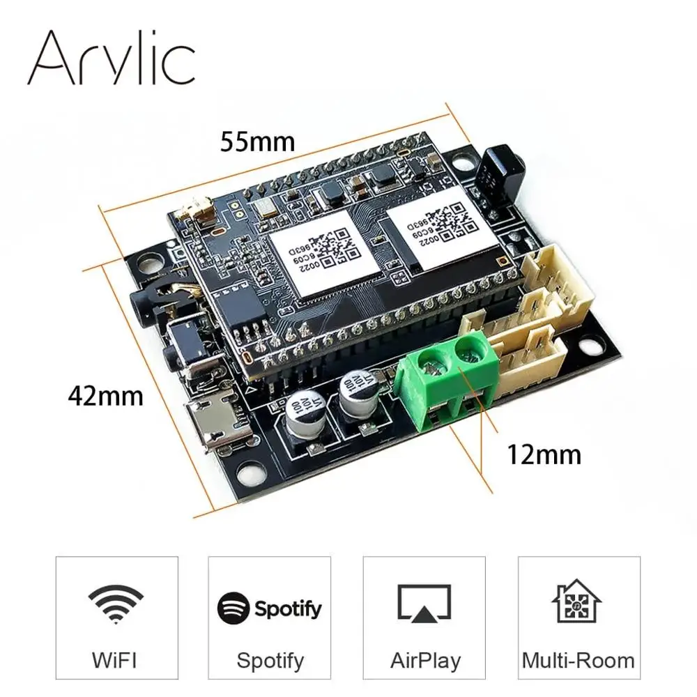 Ceny Moduł odbiornika audio Up2stream Mini WiFi ze Spotify Airplay DLNA 24bit 192kHZ FLAC Multiroom Board