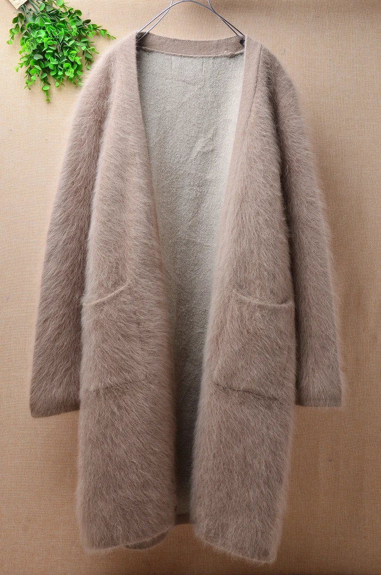Корейская женская модная одежда лучшего качества, Утепленная зимняя норковая кашемировая кофта с длинными рукавами из Ангорского меха, пальто, куртка