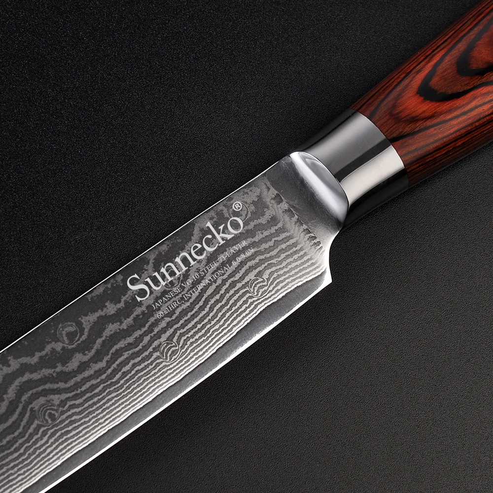 SUNNECKO 6 шт. набор кухонных ножей Santoku универсальный нож шеф-повара 73 слоя дамасский стальной резак инструмент Pakka деревянная ручка