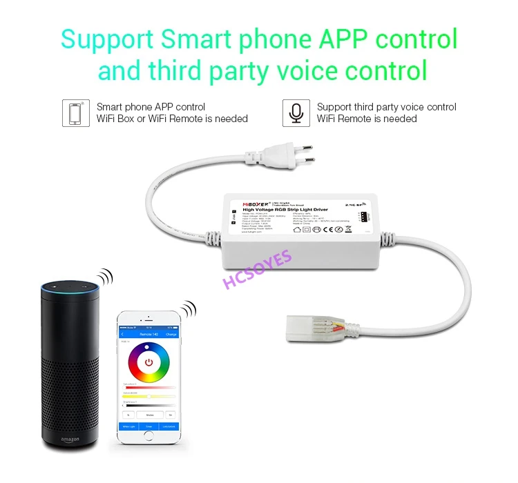 Milight POW-LH1 высокого напряжения RGB Led контроллер света драйвер Wi-Fi приложение Смарт RGB Светодиодные полосы контроллер 400 Вт Вождение 50 м светодиодные ленты