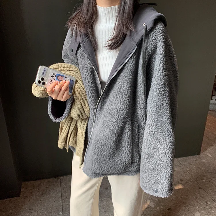

collar jakects 2019 autumn winter Women Gray wool coat ladies solid casual coats single breasted turn-downwhite color