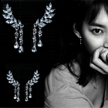 

Tassel Wing Style Drop Earrings Rose Gold Color/Silver Tone Fashion Cubic Jewelry For Women Statement Jewelry For Gift