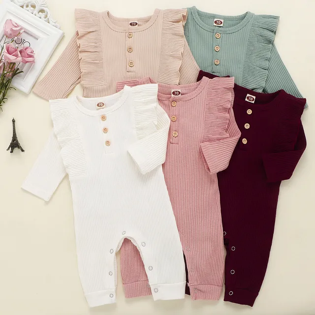 US $5.71 2020 Baby Spring Summer Clothing Newborn Baby Girl Boy Ribbed Clothes Knitted Cotton Romper Baby Ju