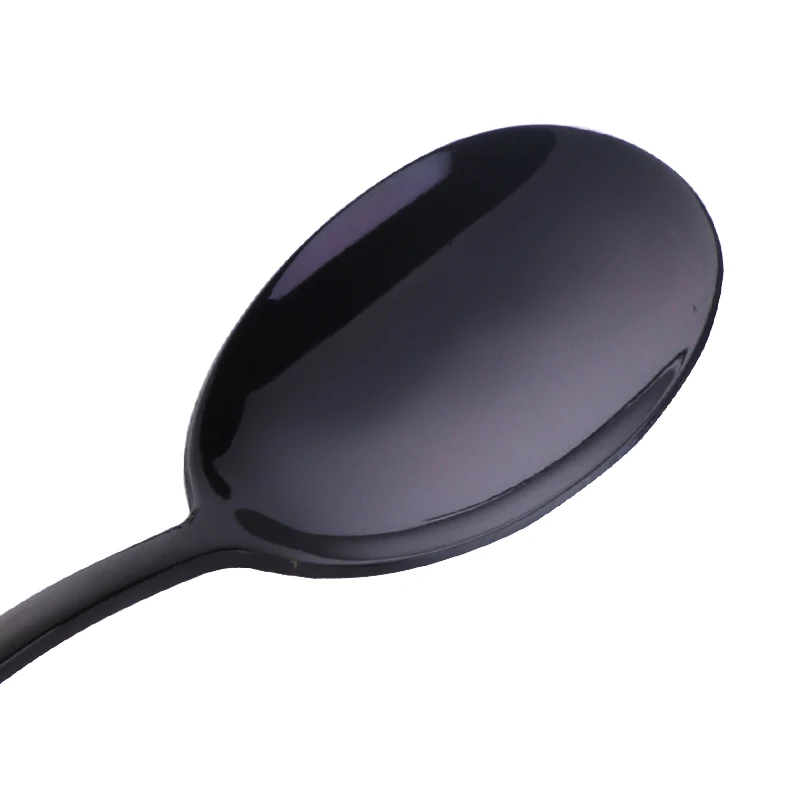 Черный 304 Stainless Steel Spoon Korean Long Handle Metal Spoon Restaurant Tableware Dessert Spoon Flatware Coffee Kitchen Tableware - Цвет: Черный